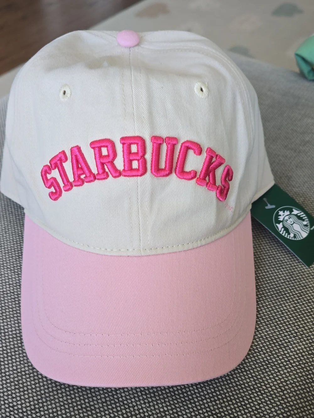 Starbucks  White & Pink Embroidered Logo
